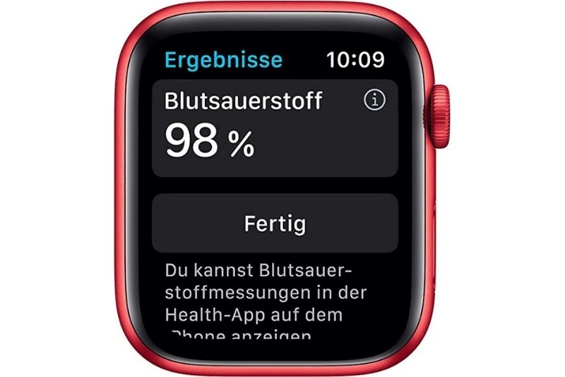 Измеренное насыщение кислородом на Apple Watch 6.
